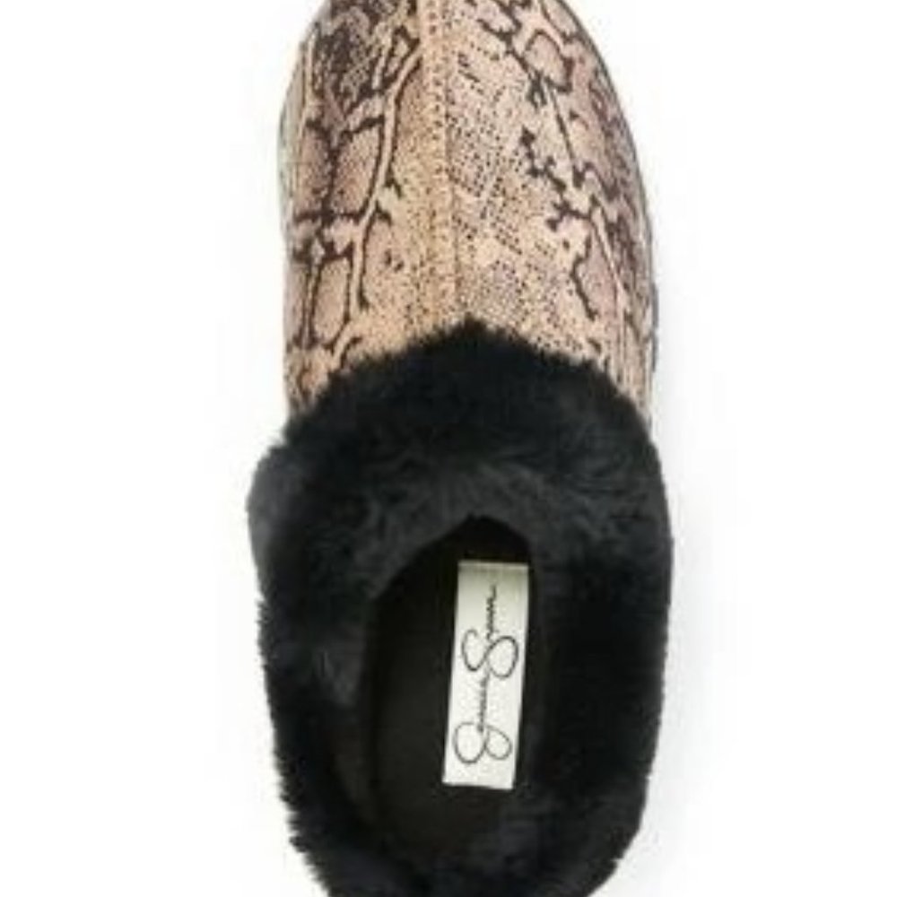 Jessica Simpson Snake Print Slippers with Faux Fur - Picture 4 of 5